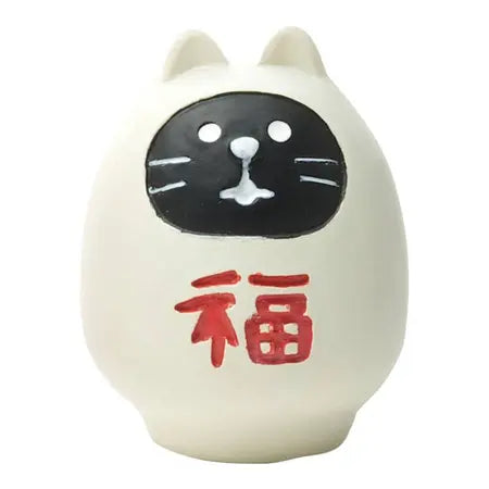 Daruma Cat Figurine - White