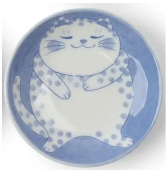 Blue & White Cat 3.75" Plate