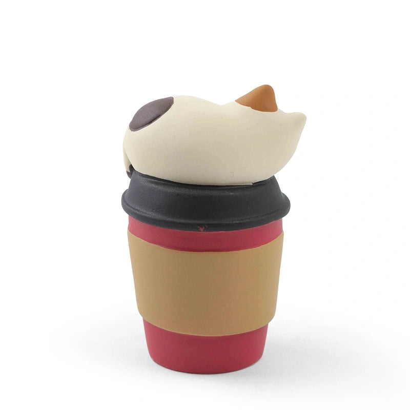 Cat on Coffee Cup Figurine