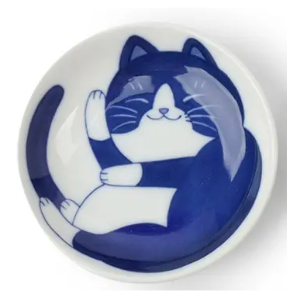 Blue & White Cat 3.75" Plate