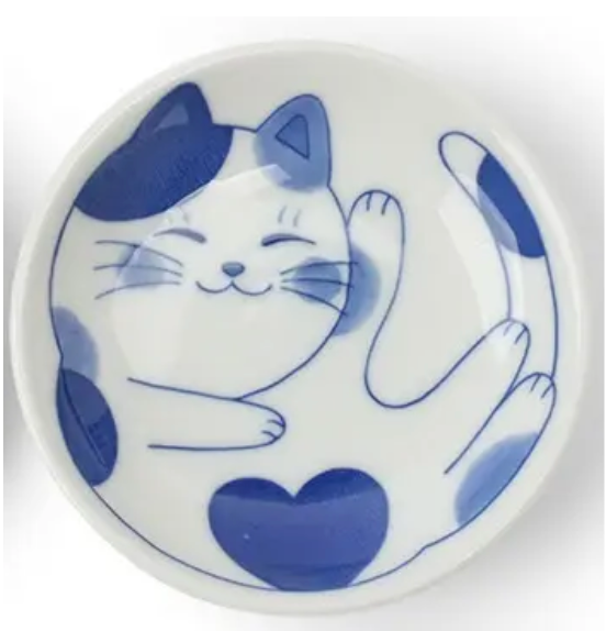 Blue & White Cat 3.75" Plate