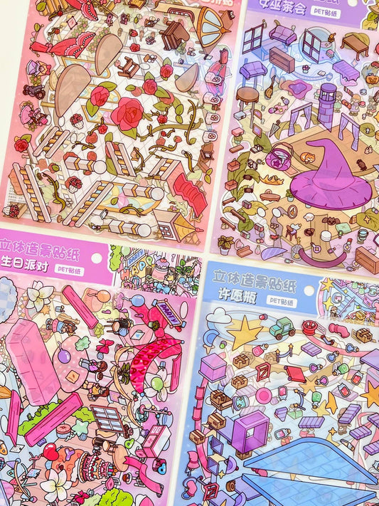 3D Diorama Party Stickers