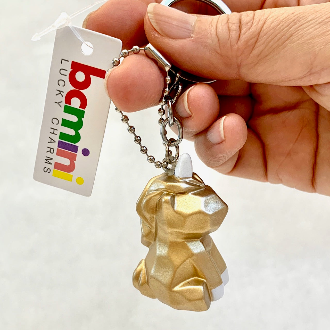 Geometric Unicorn Charm with Keyring