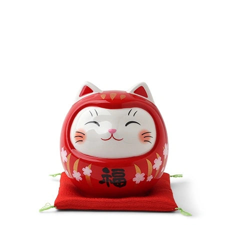 Daruma Fortune Cat Bank - Red