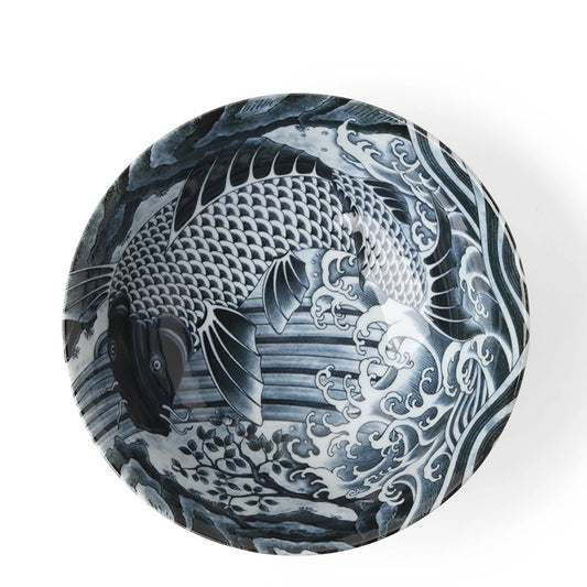 Black Ko-Imari Carp Bowl 8.25"