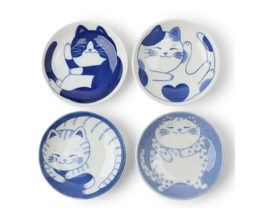 Blue & White Cat 3.75" Plate