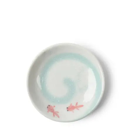 Sauce Dish 4" Celadon Swirls Goldfish