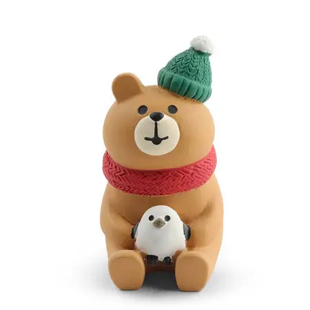 Winter Bear & Bird Figurine