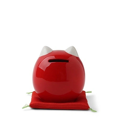 Daruma Fortune Cat Bank - Red